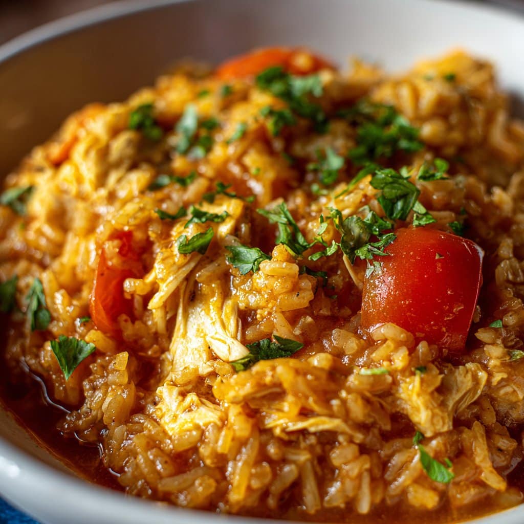 Spanish Rice with Tomato and Chicken Broth
