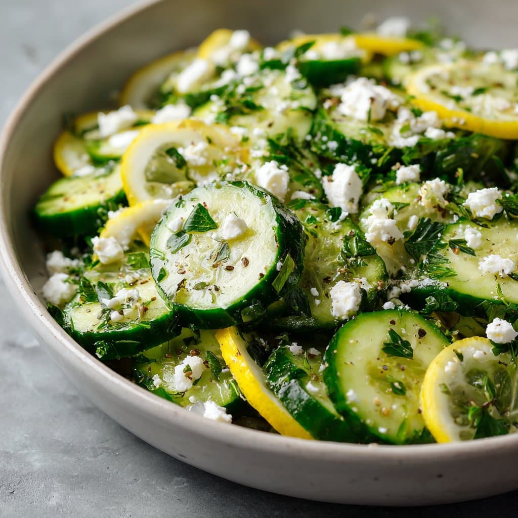 Cucumber Feta Salad with Lemon and Fresh Herbs
