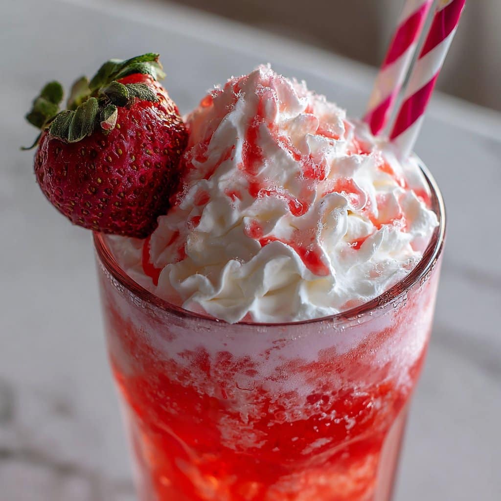 Italian Soda with Strawberry Syrup and Cream