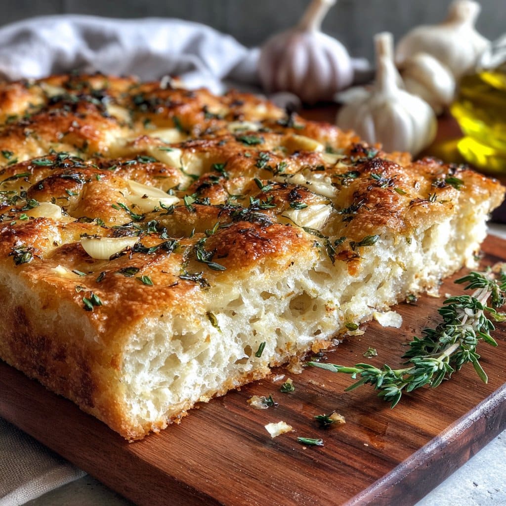Sourdough Focaccia Recipe with Garlic and Herbs