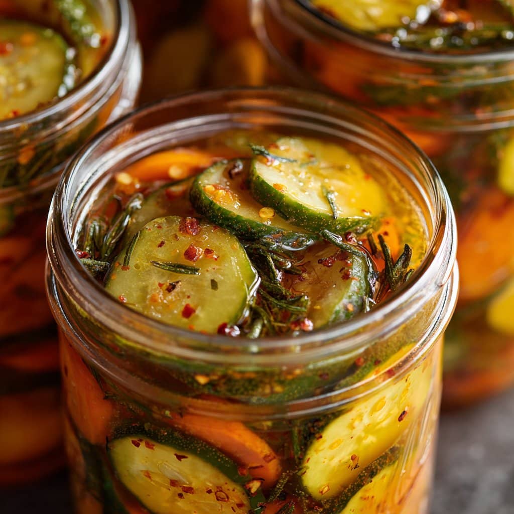 Sweet and Spicy Pickles with Apple Cider Brine