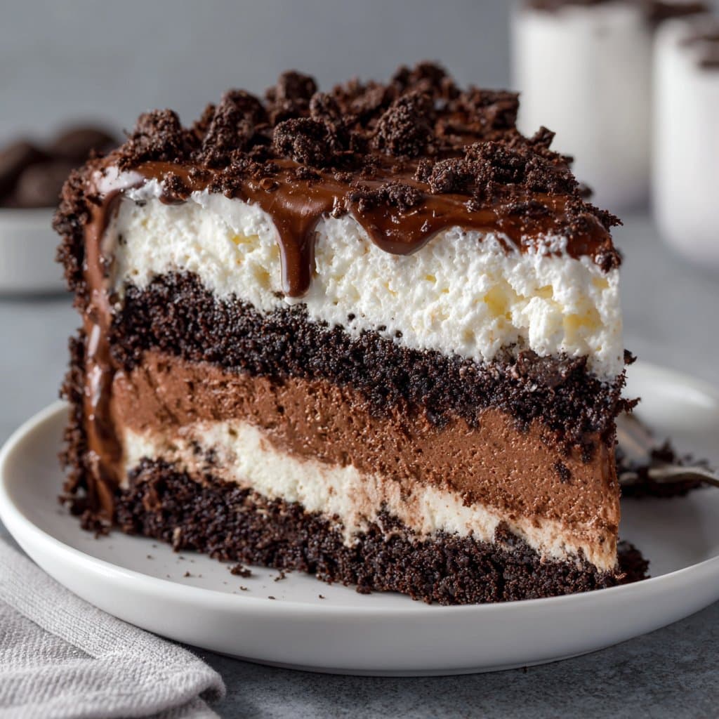 Oreo Ice Cream Cake with Chocolate Fudge Layers