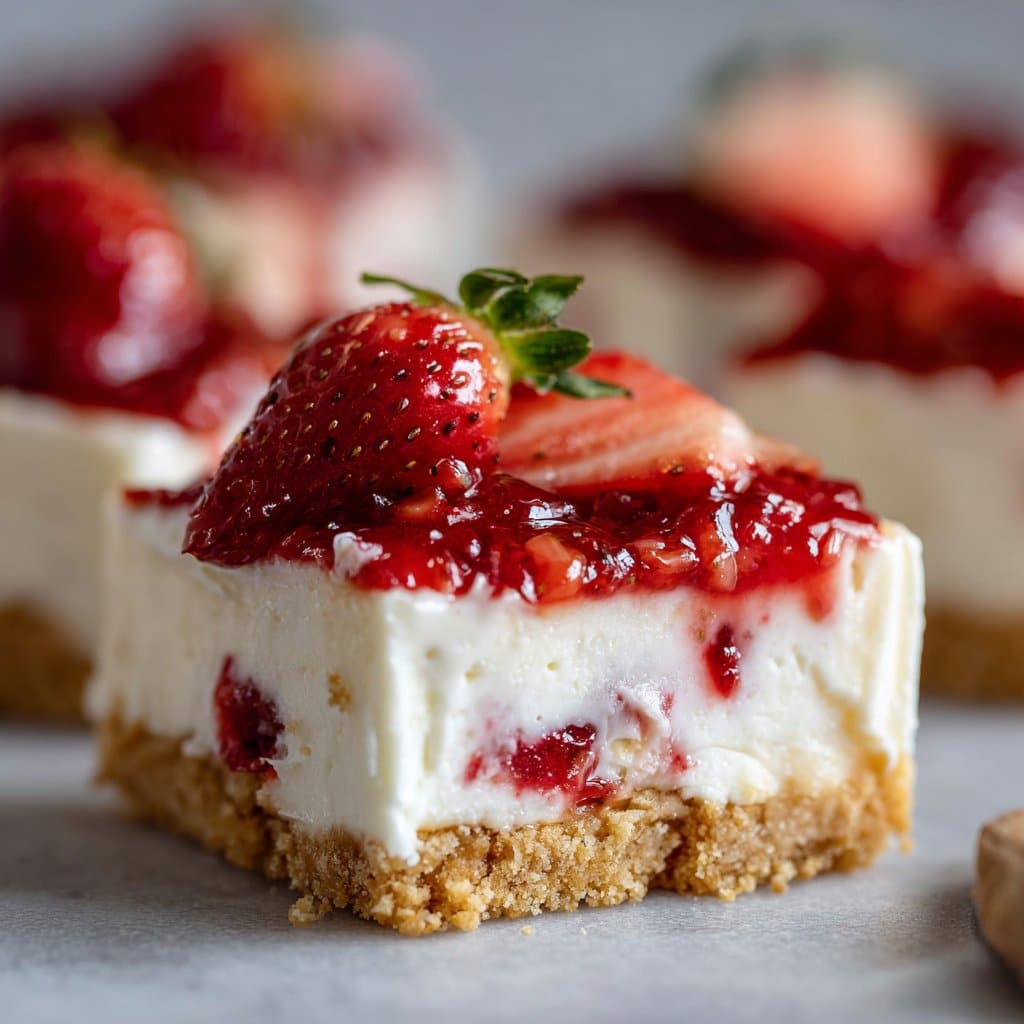 No-Bake Strawberry Cheesecake Bars