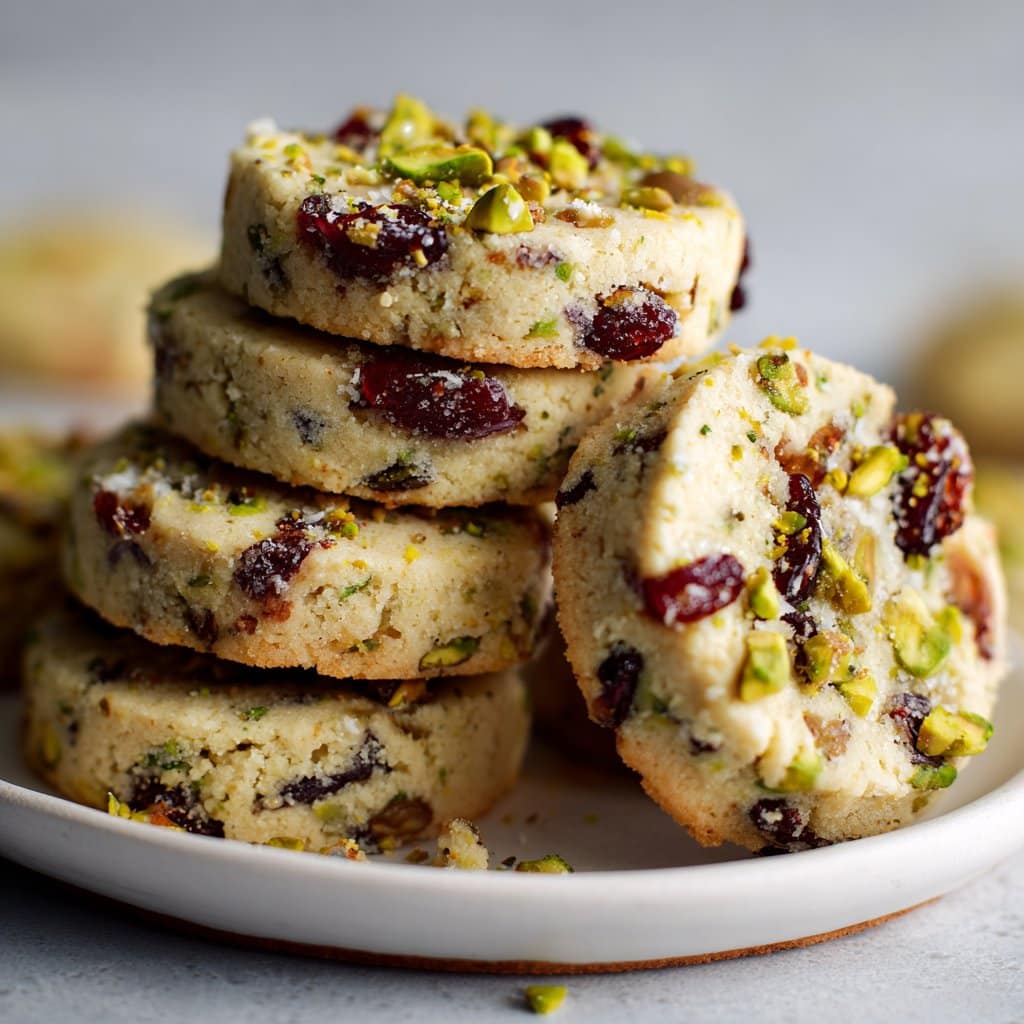 Cranberry Pistachio Shortbread Cookies