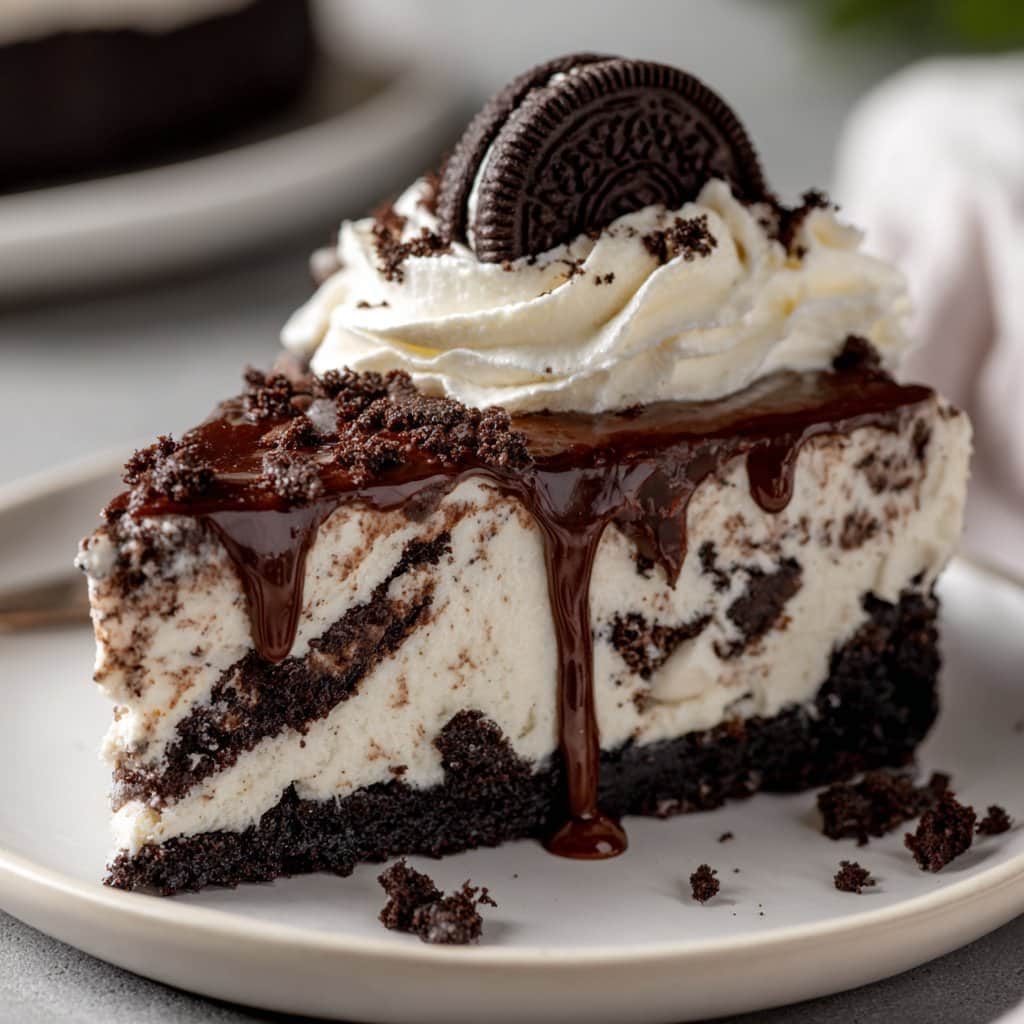 Oreo Ice Cream Cake with Chocolate Cookie Crust