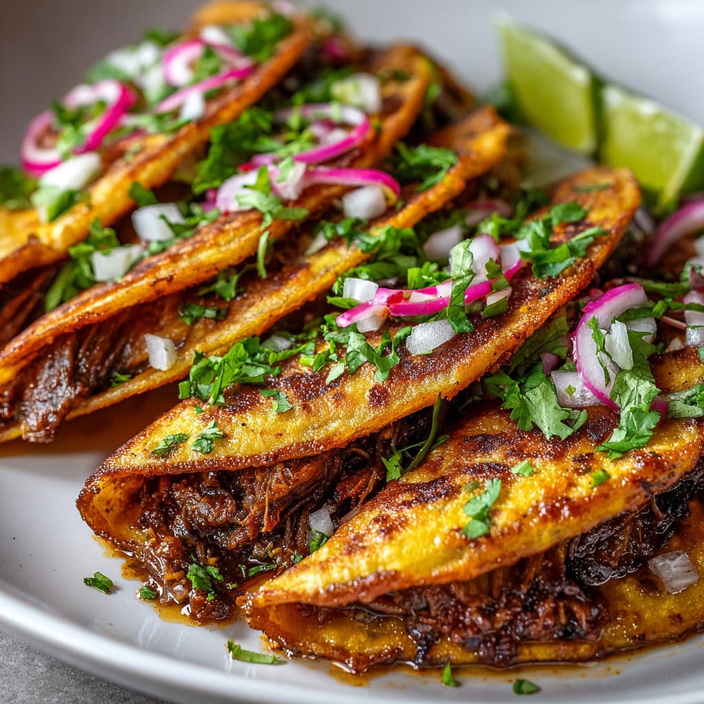 Birria Tacos with Crispy Pan-Fried Tortillas