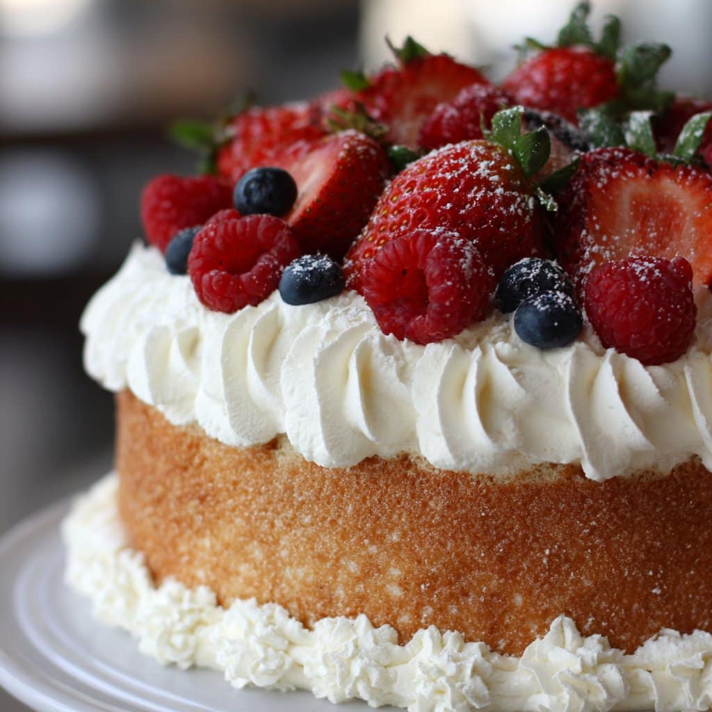4 Inch Cake with Whipped Cream and Berries