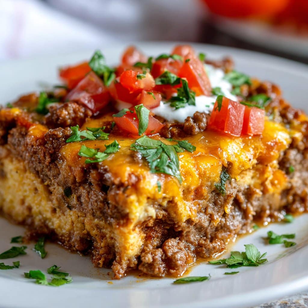 Low Carb Taco Casserole with Cheese and Beef