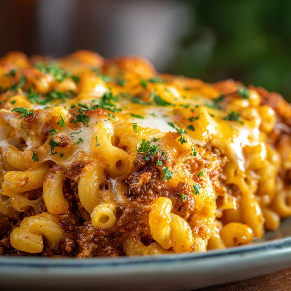 Coney Chili Mac Casserole with Cheesy Topping
