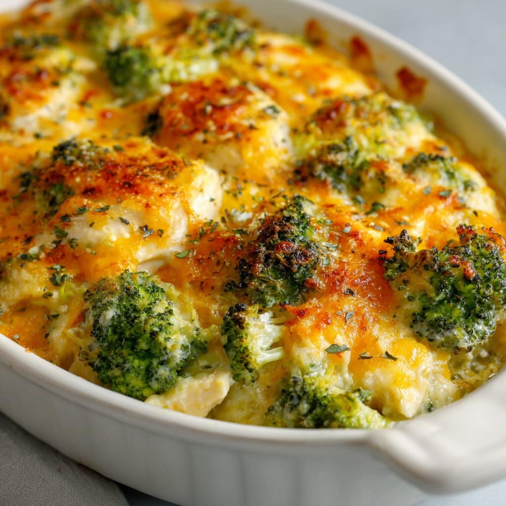 Low Carb Chicken Casserole with Broccoli and Cheese