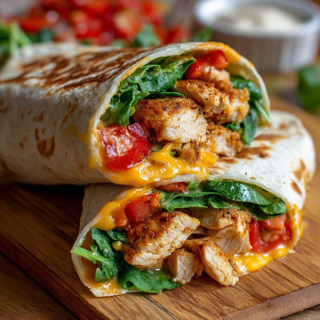Cheesy Garlic Chicken Wraps in 25 Minutes