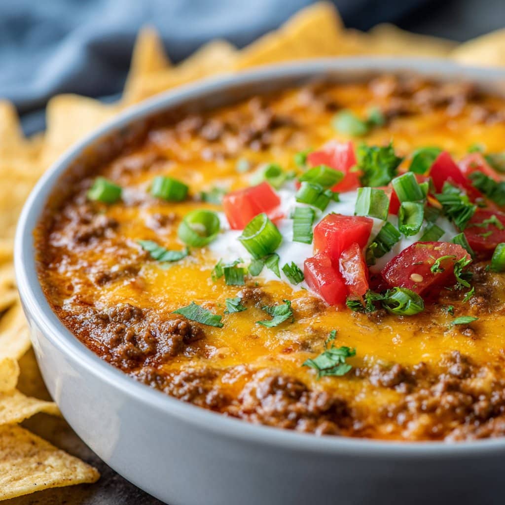 Rotel Dip with Ground Beef and Cheese