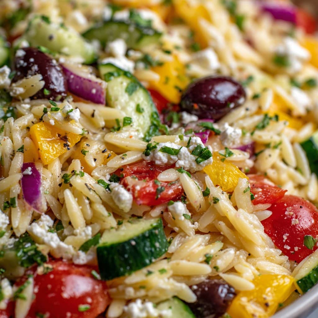 Creamy Greek Orzo Pasta Salad with Feta