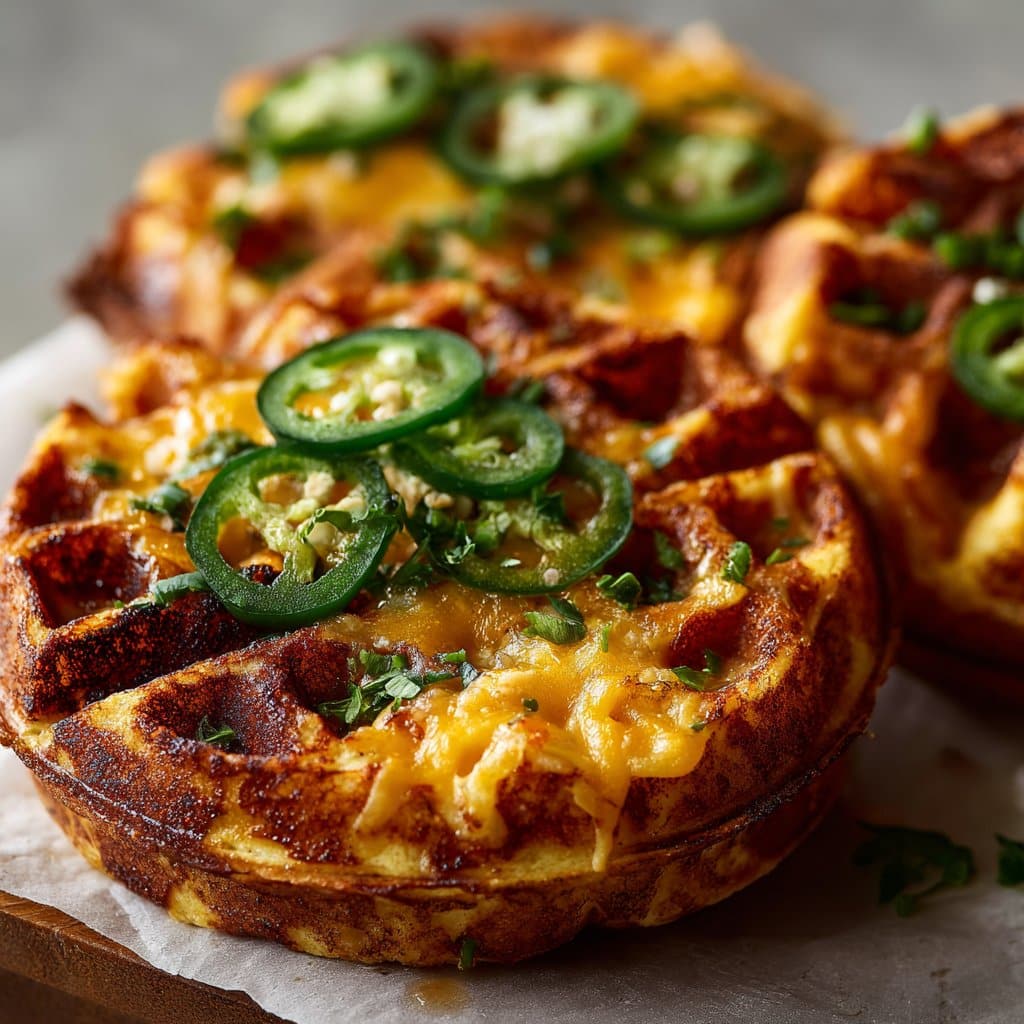 Keto Chaffles with Cheddar and Jalapeños