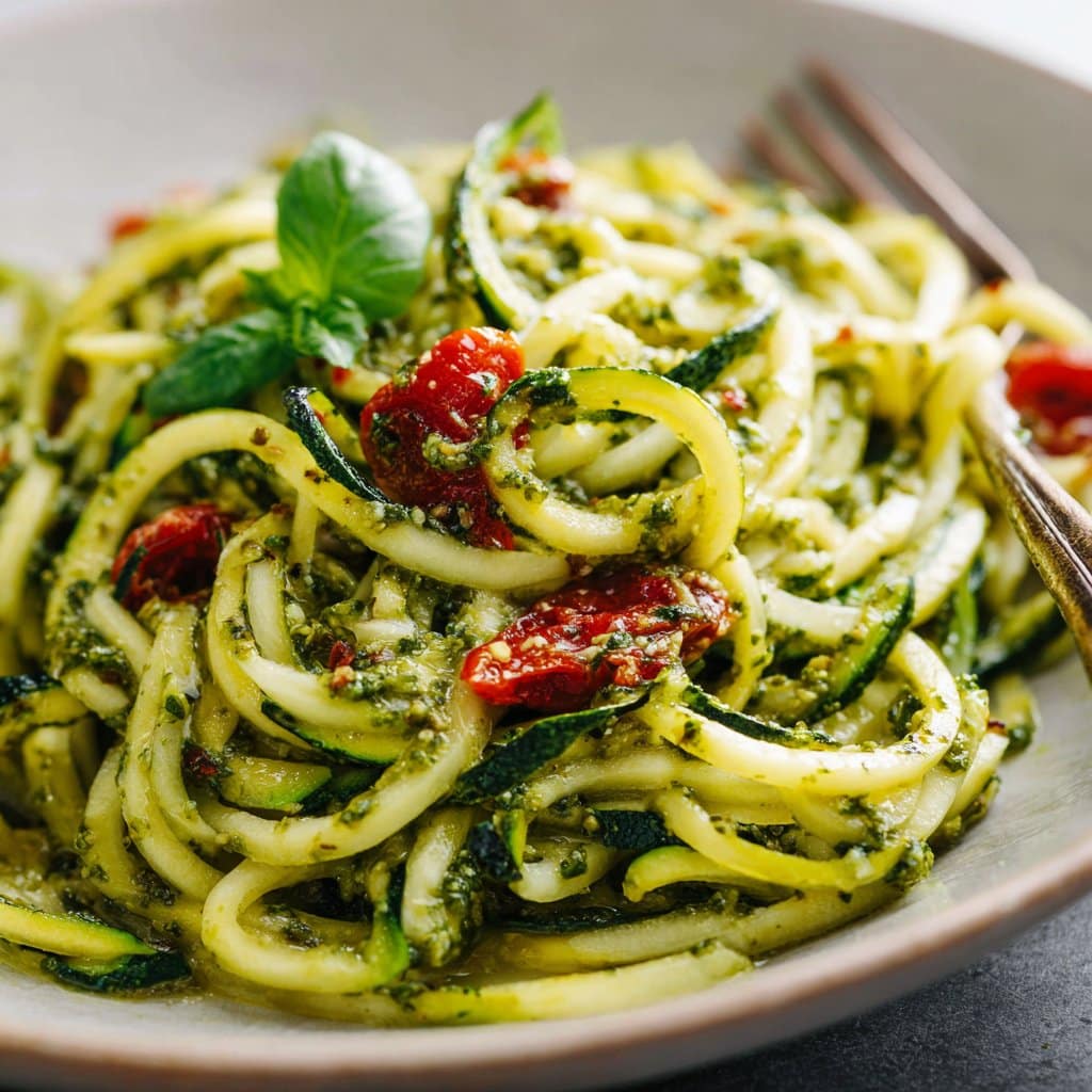 Zucchini Noodles with Basil Pesto (Vegetarian)