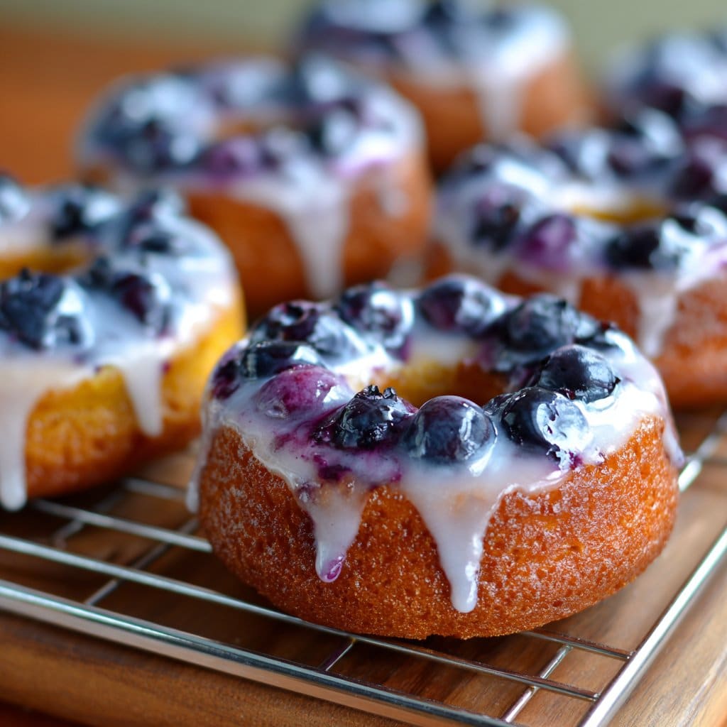 Mini Blueberry Cake Donuts with Glaze