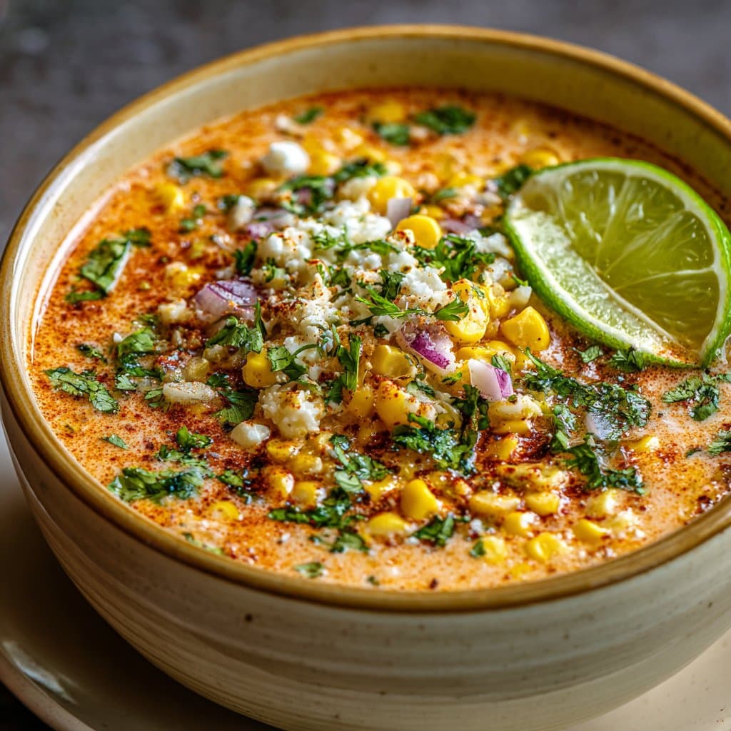 Mexican Street Corn Soup with Lime