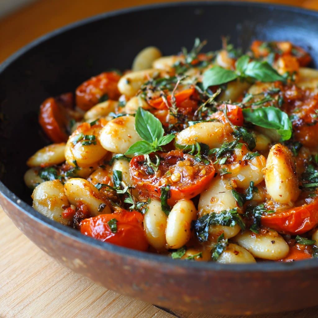 Tomato Basil Butter Beans with Garlic