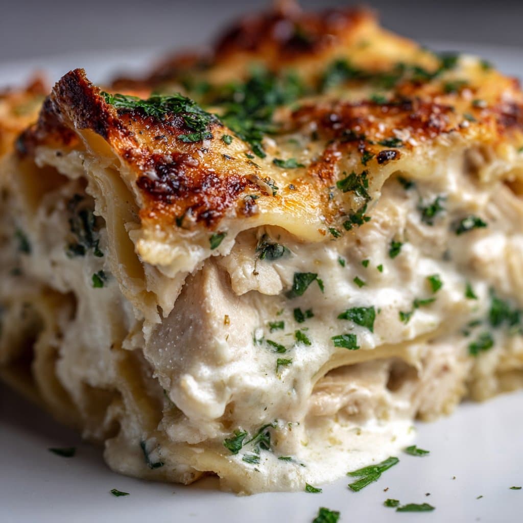 Chicken Alfredo Lasagna with Creamy Sauce