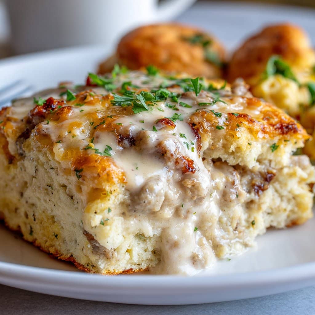 Biscuits and Gravy Breakfast Casserole