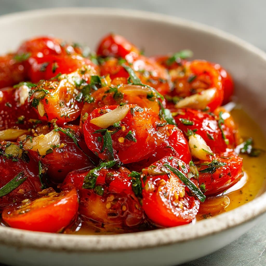 Easy Marinated Tomatoes with Garlic