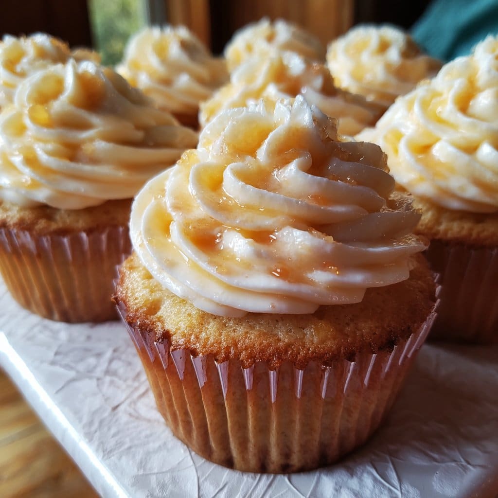 Honey Peach Cream Cheese Cupcakes