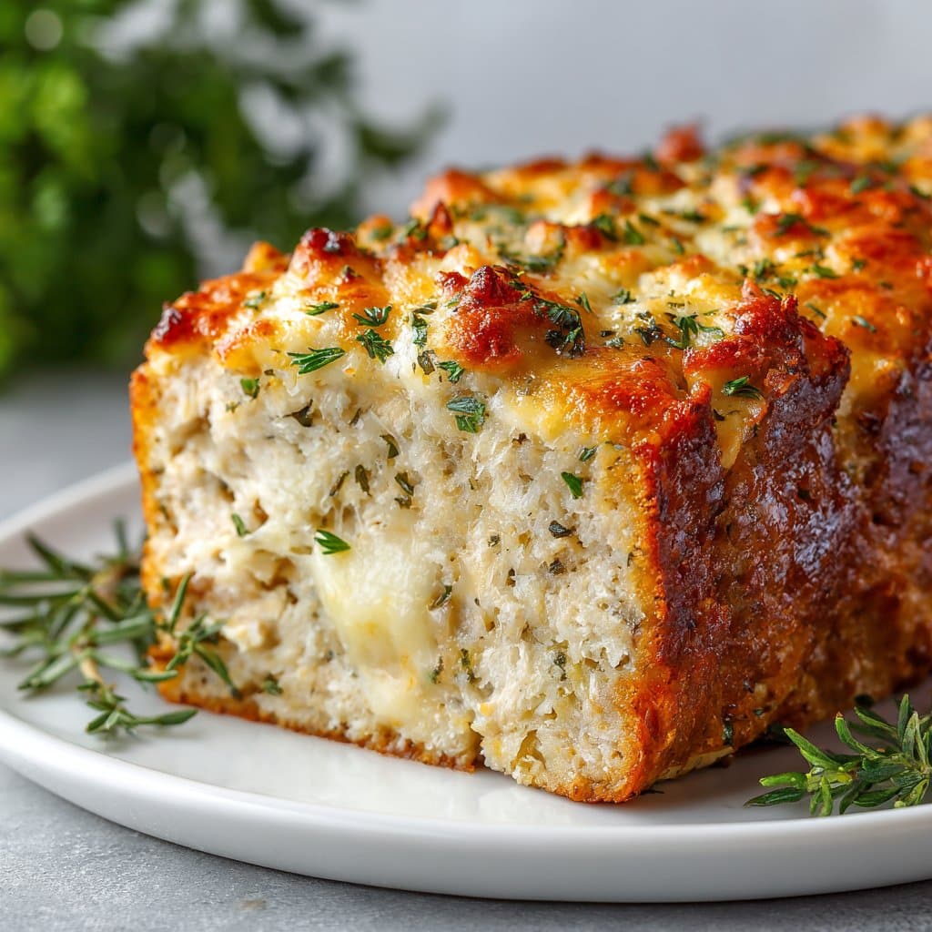 Garlic Parmesan Chicken Meatloaf Bake