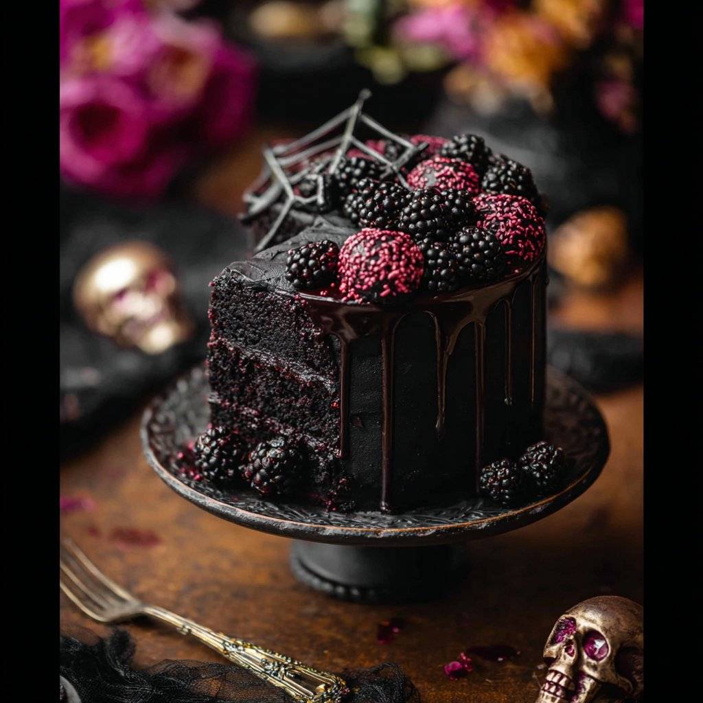 Black Velvet Halloween Cake