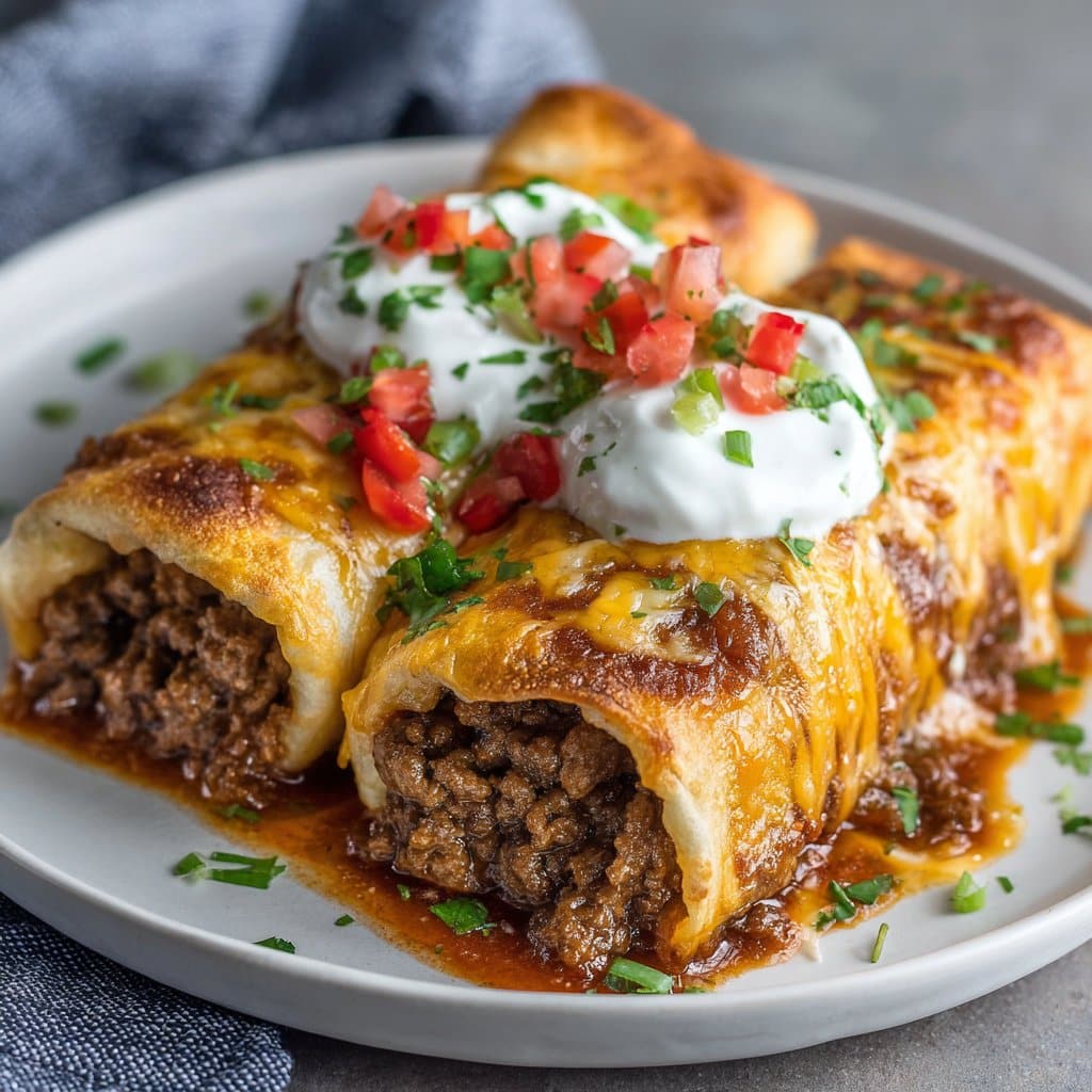 Cheesy Beef Chimichangas Baked or Fried