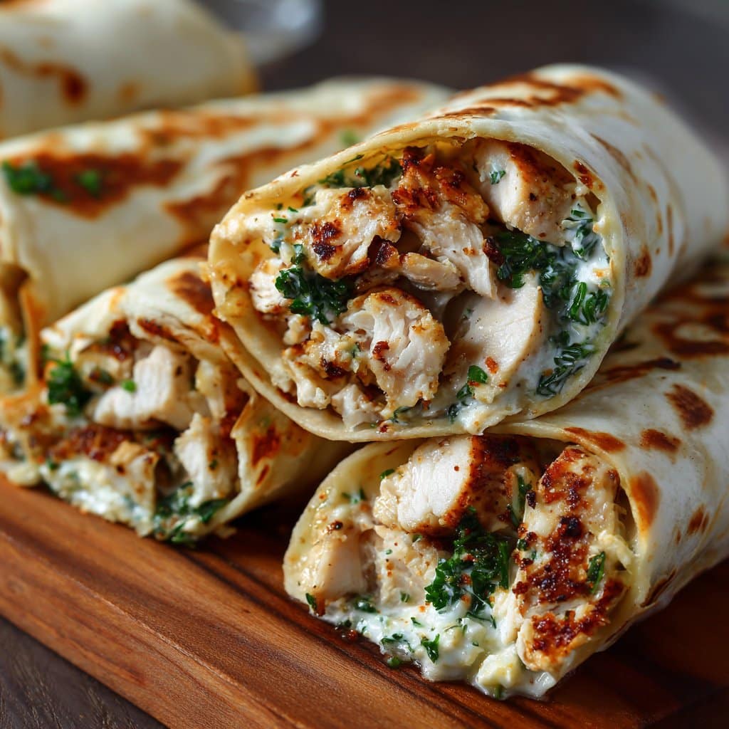 Cheesy Garlic Chicken Wraps in 20 Minutes