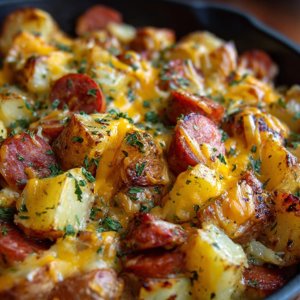 Cheesy Ranch Potatoes and Smoked Sausage