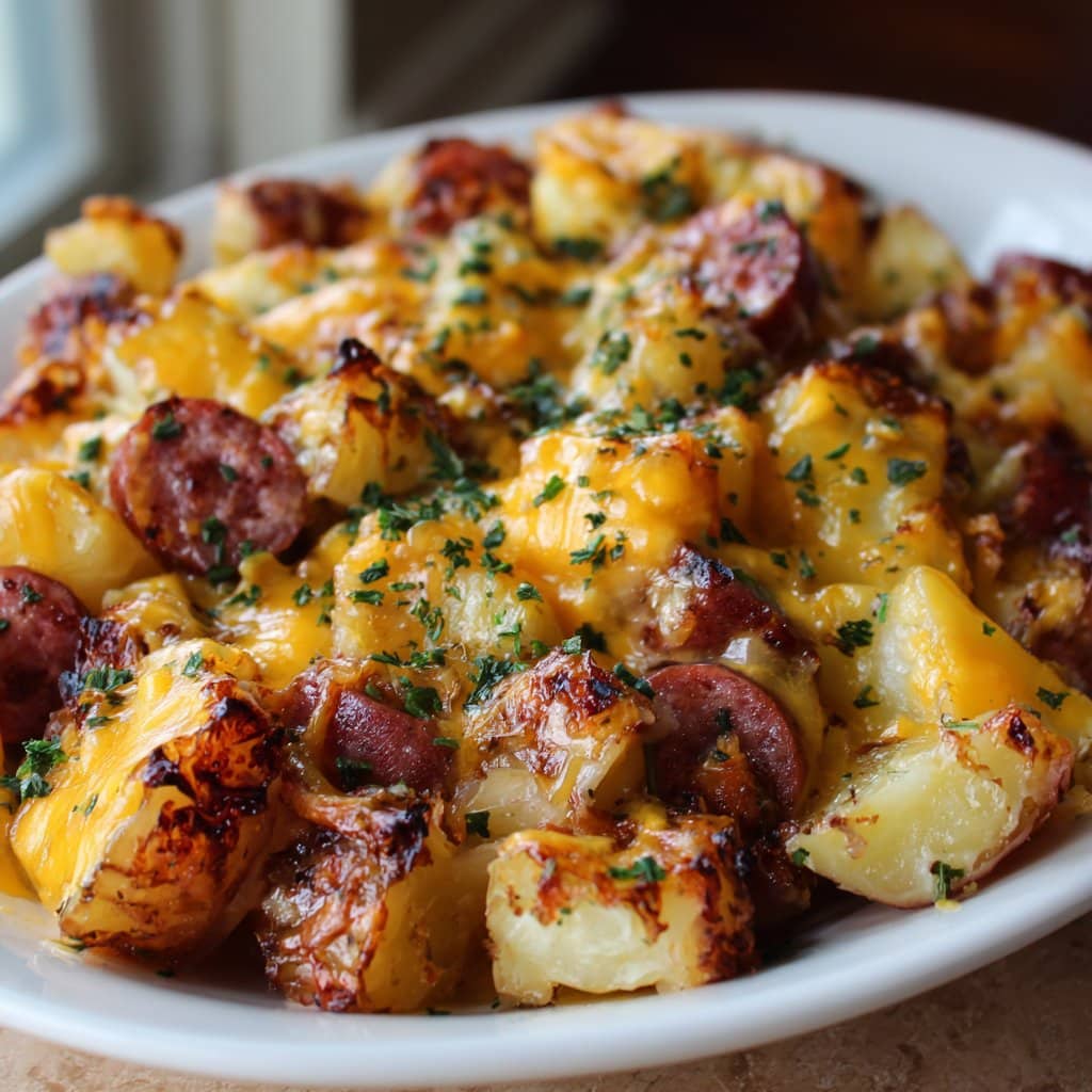 Cheesy Ranch Potatoes and Smoked Sausage
