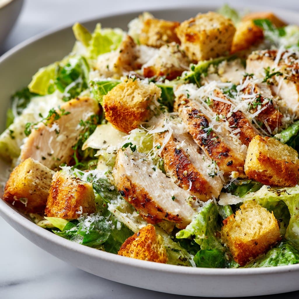 Chicken Caesar Salad with Crunchy Croutons