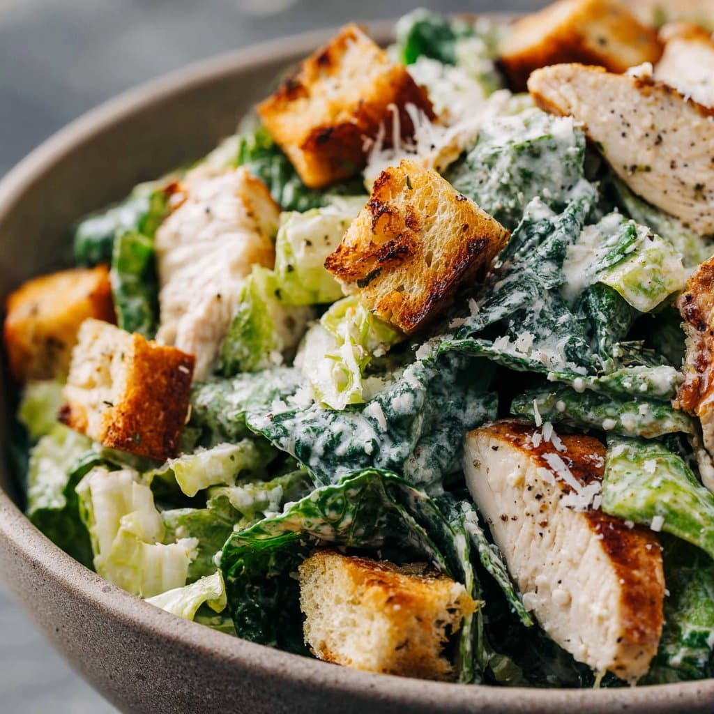 Chicken Caesar Salad with Crunchy Croutons