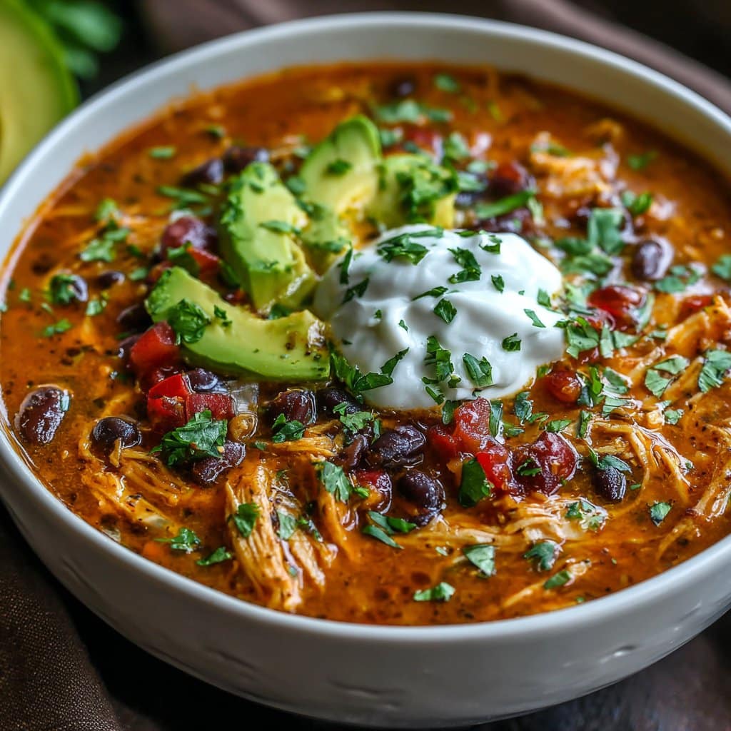 Chicken Enchilada Soup with Black Beans