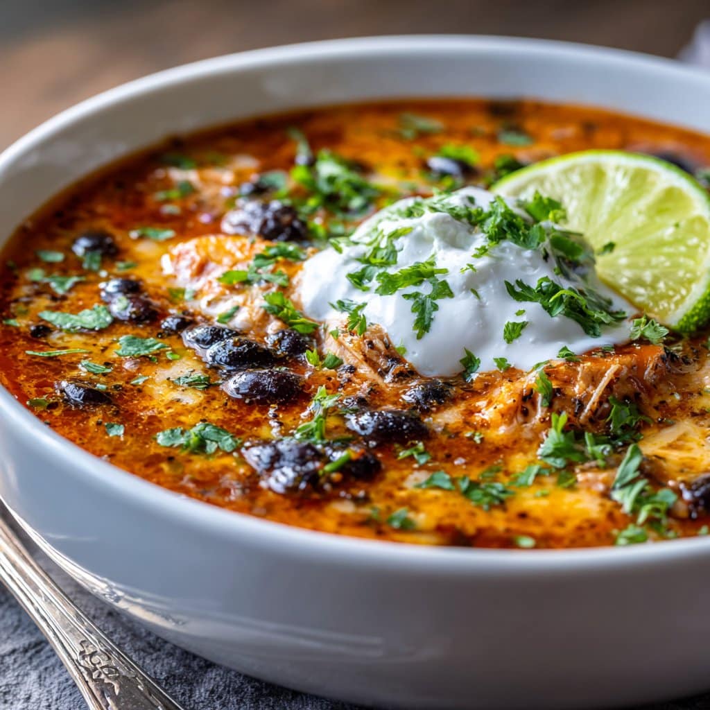 Chicken Enchilada Soup with Black Beans