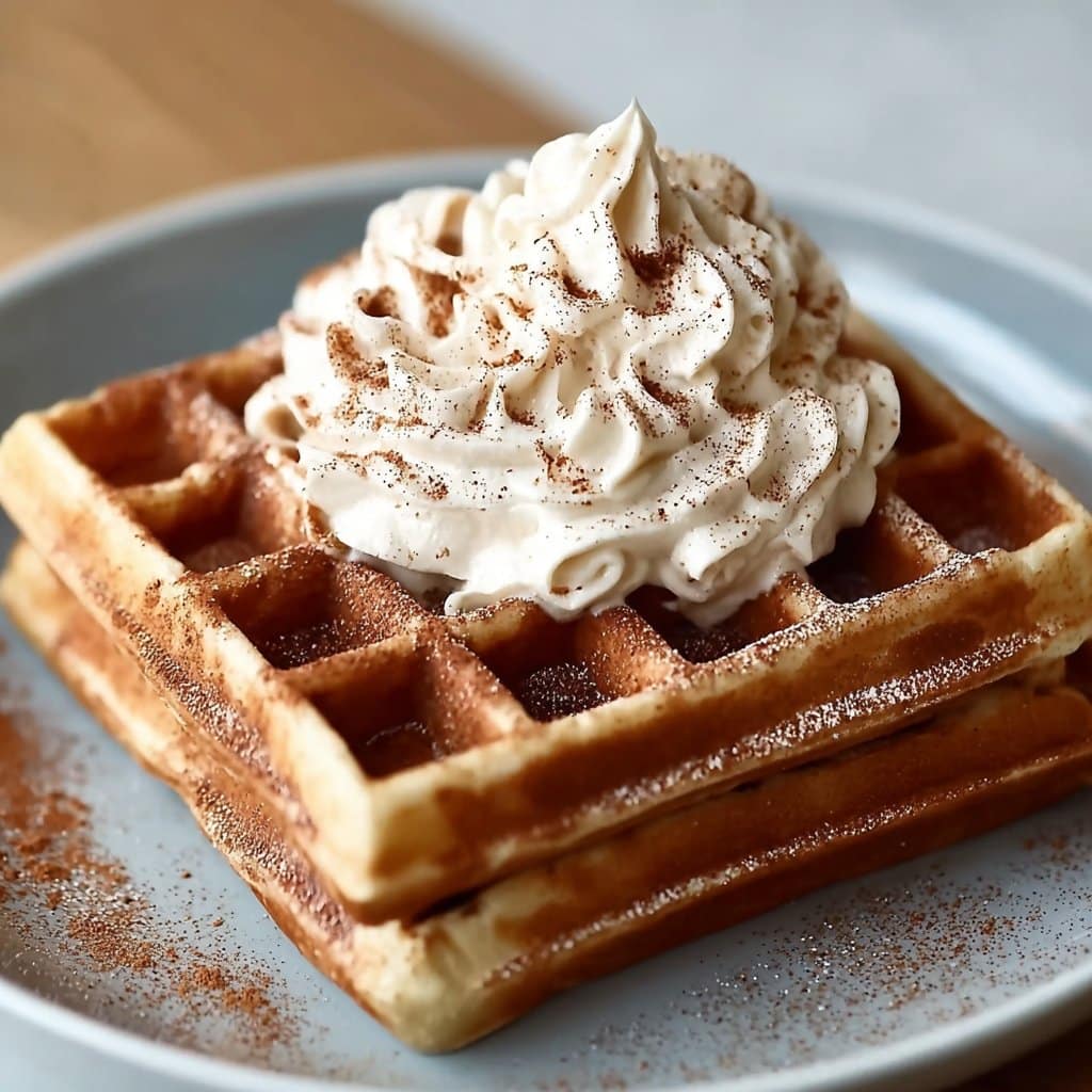 Cinnamon Waffles with Cinnamon Whipped Cream