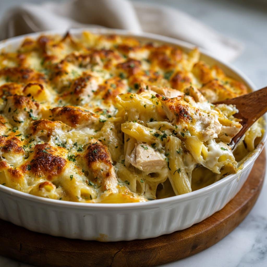 Classic Chicken Alfredo Pasta Bake