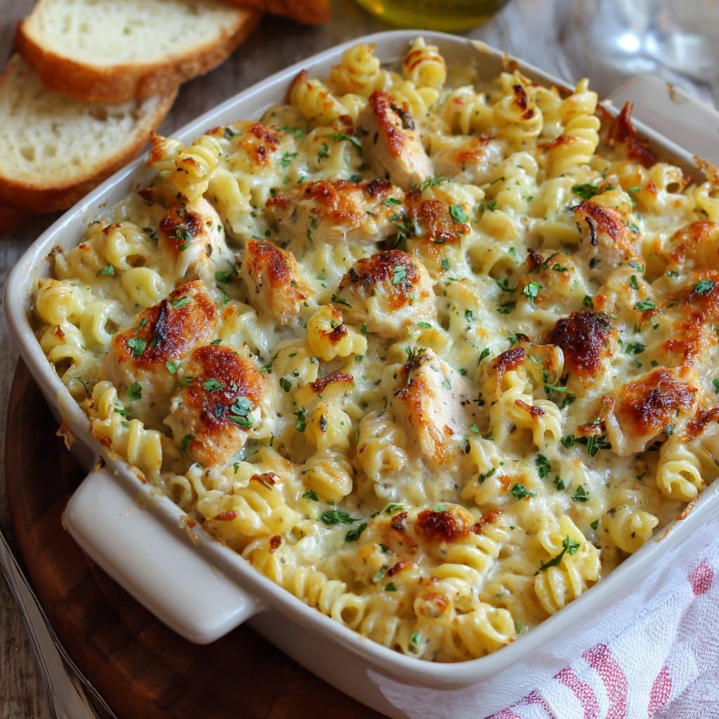 Classic Chicken Alfredo Pasta Bake