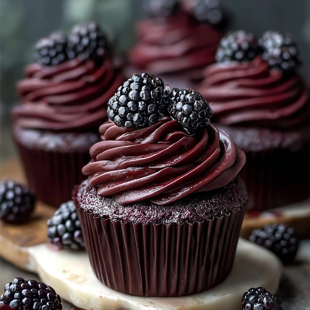 Dark Chocolate Blackberry Cupcakes