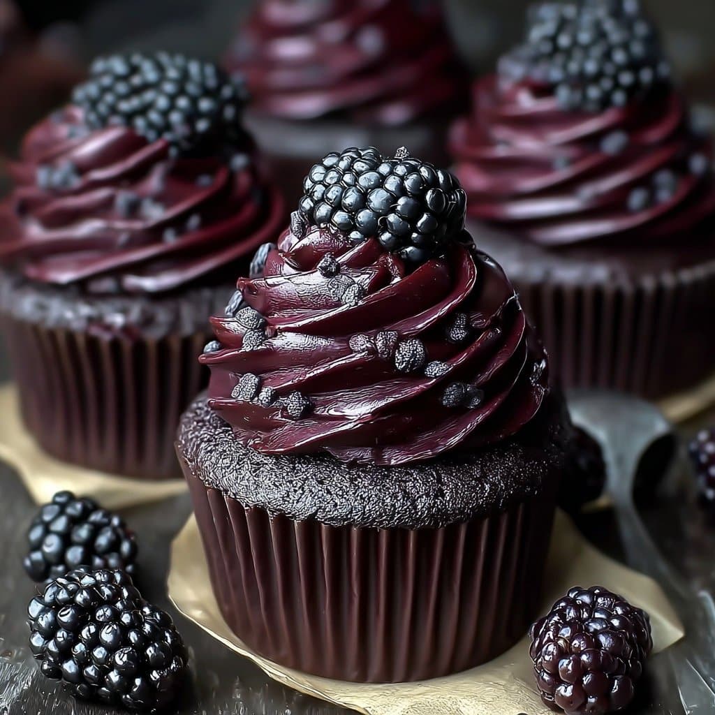 Dark Chocolate Blackberry Cupcakes