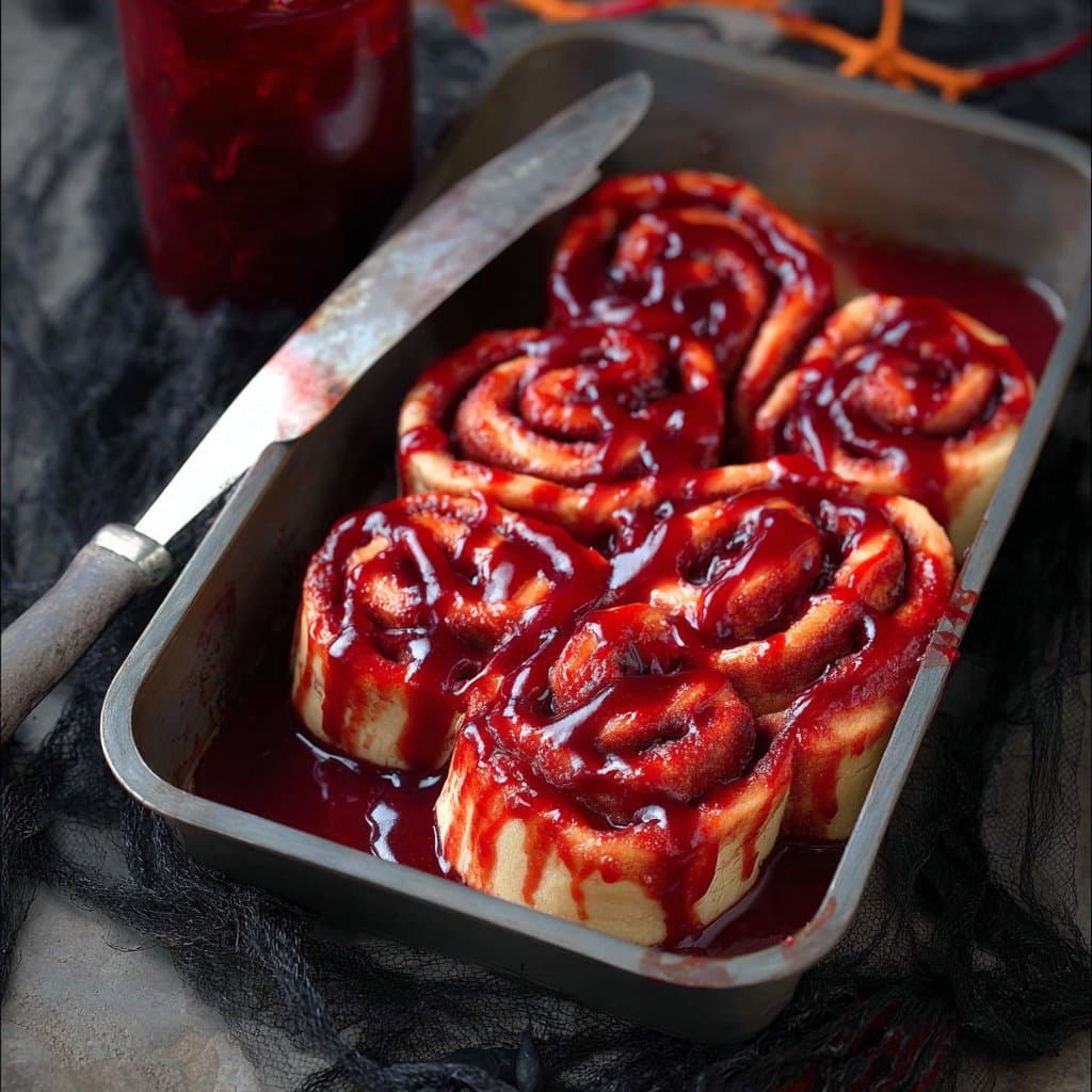 Halloween Bloody Cinnamon Rolls