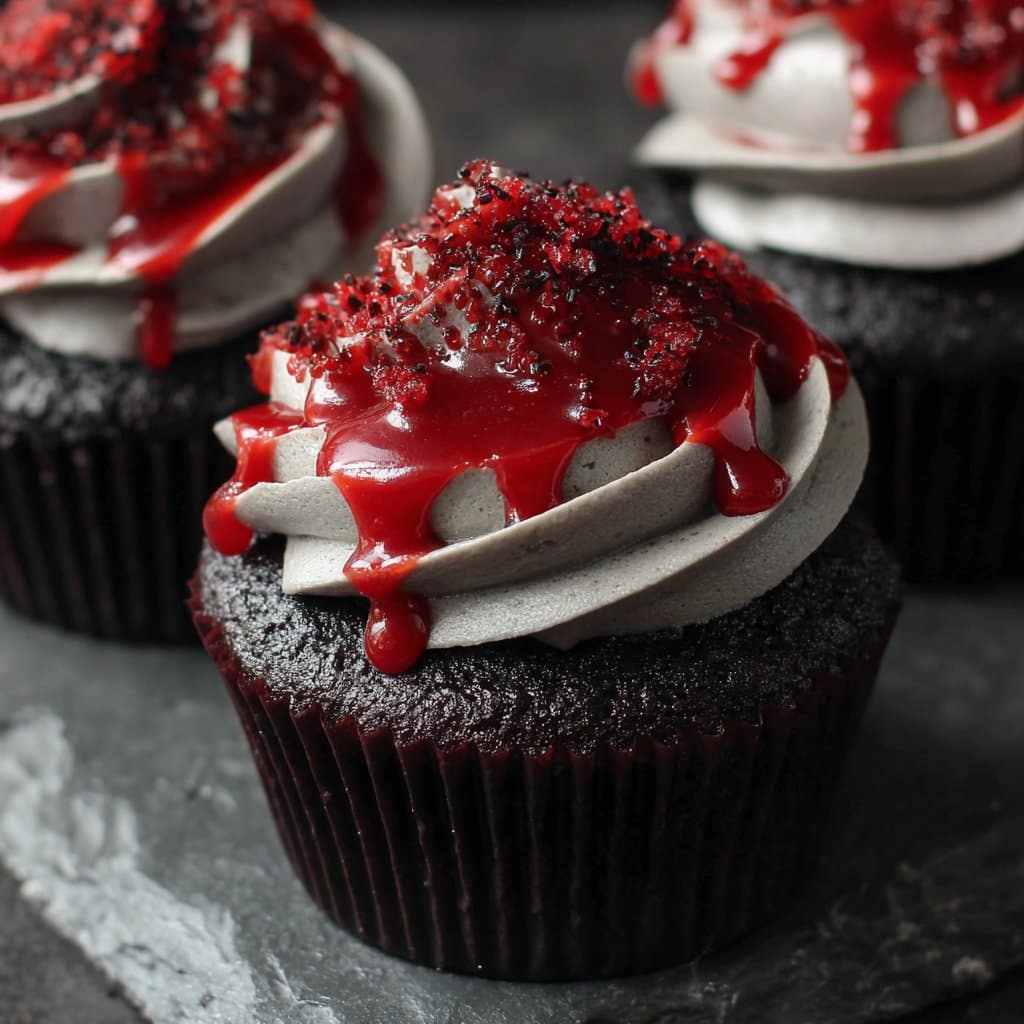 Halloween Vampire Bite Cupcakes