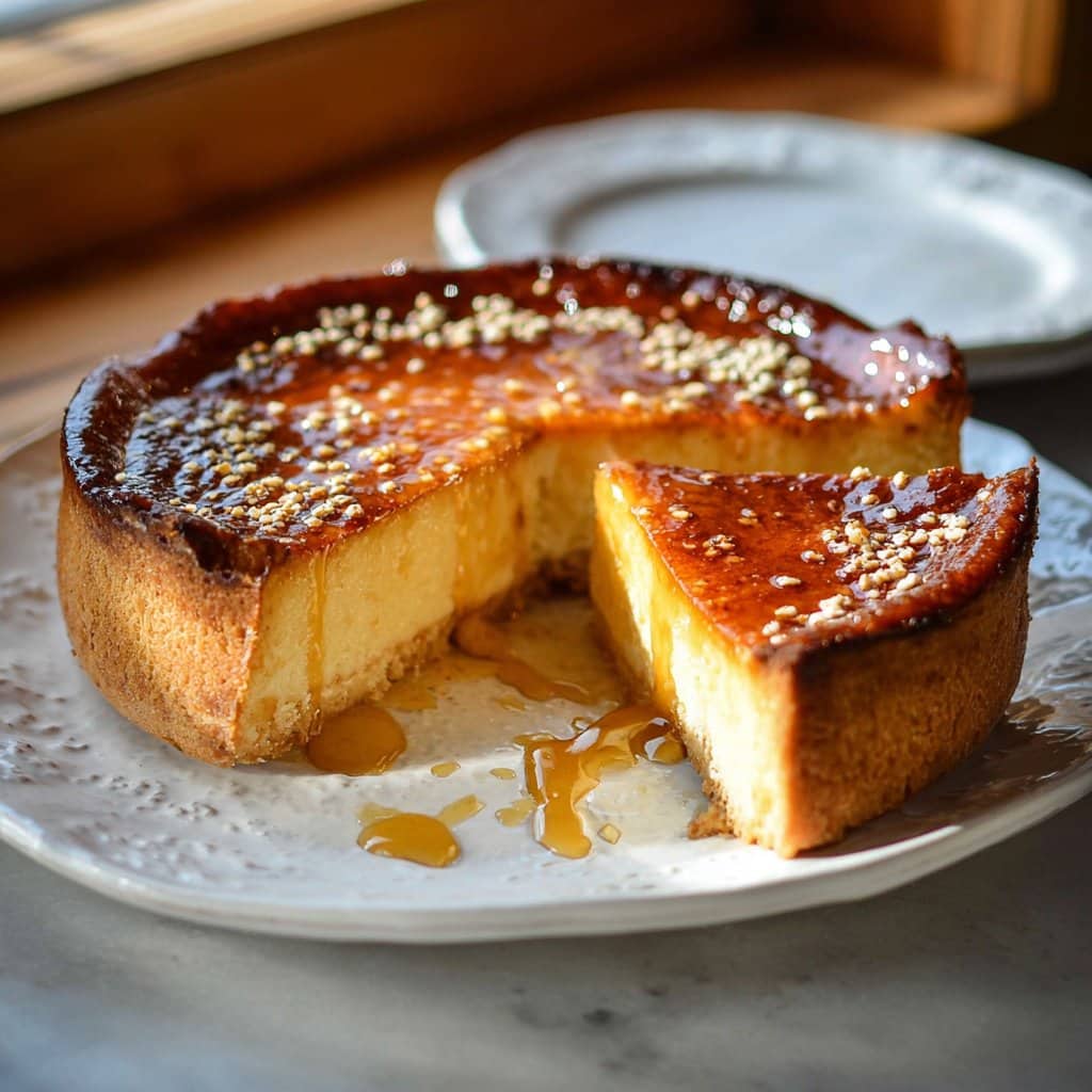 Homemade Greek Melopita Honey Pie