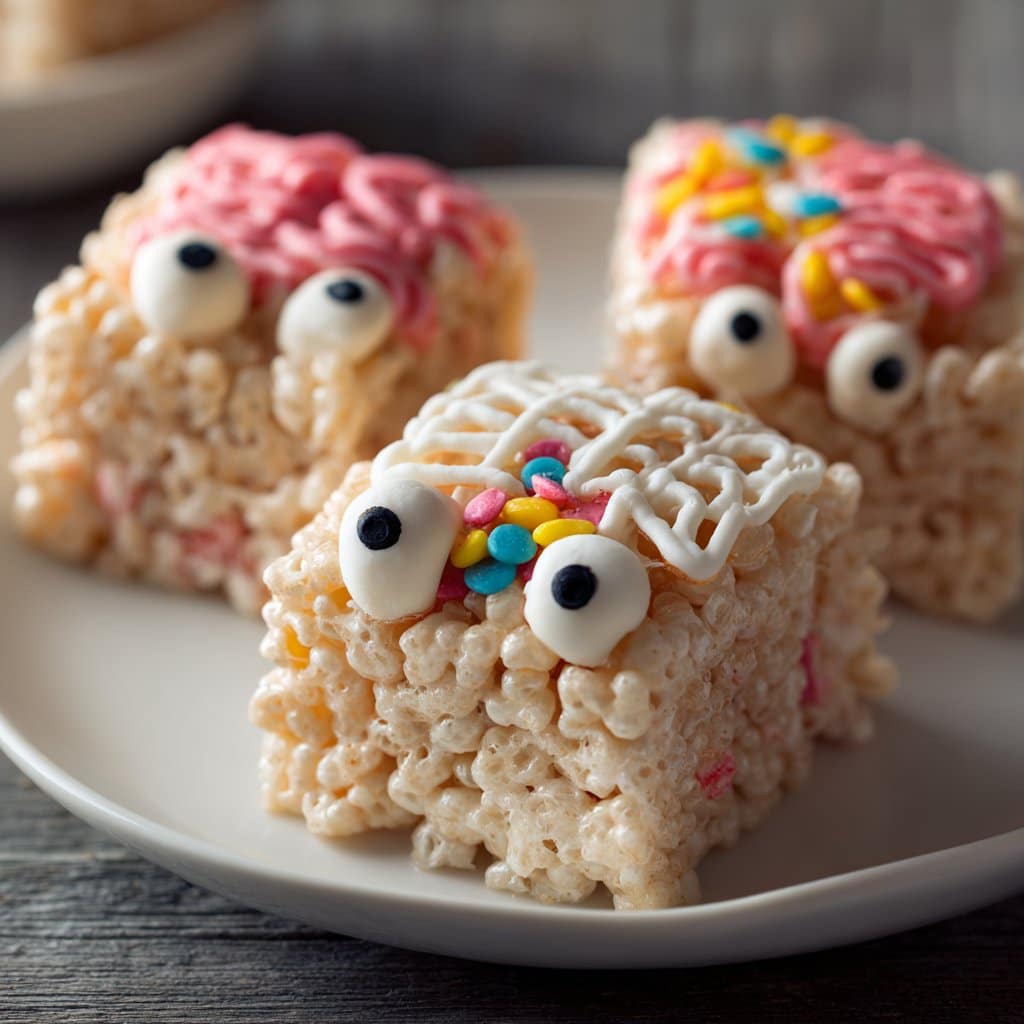 Marshmallow Rice Krispies Halloween Brains