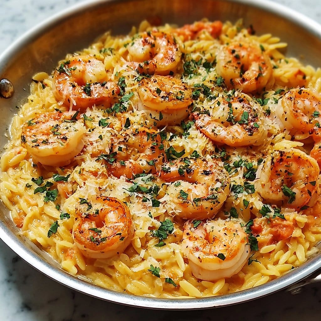 One Pan Parmesan Orzo with Shrimp