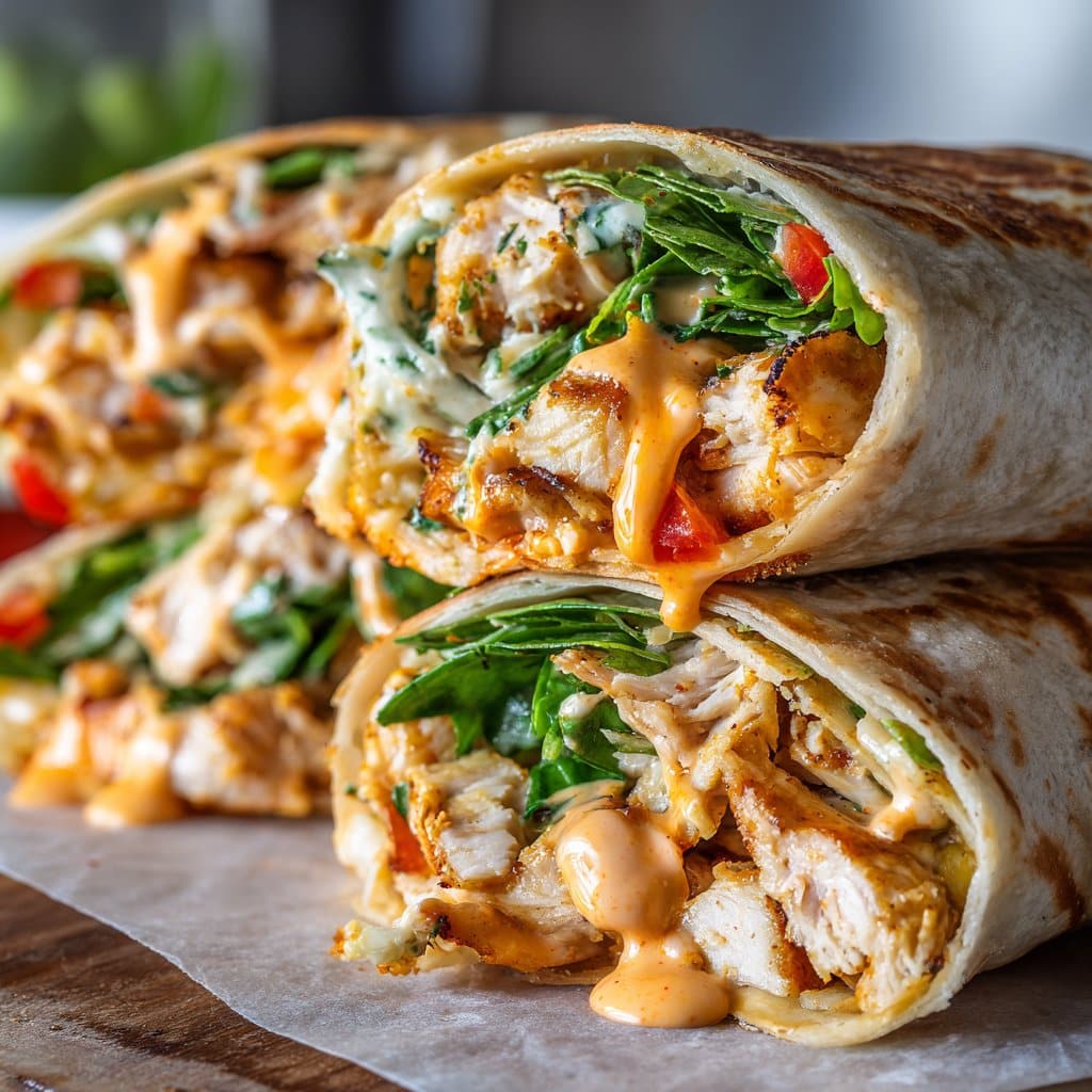 Ooey-Gooey Cheesy Garlic Chicken Wraps