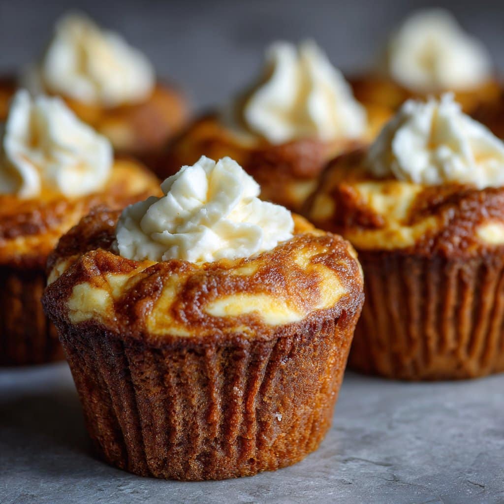 Pumpkin Cheesecake Muffins Swirled recipe