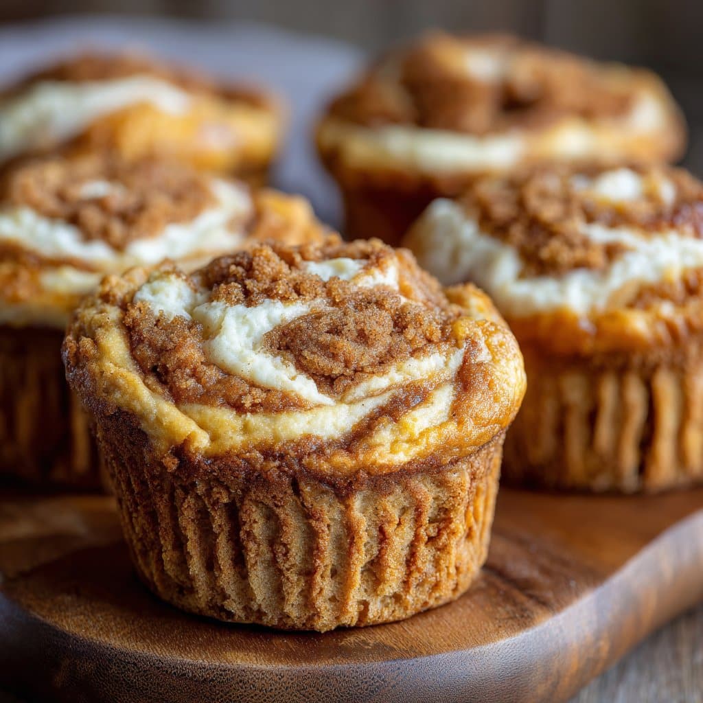 Pumpkin Cheesecake Muffins Swirled