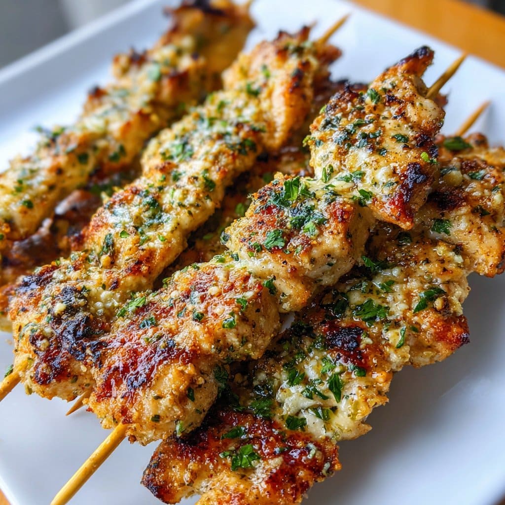 Ranch Garlic Parmesan Chicken Skewers
